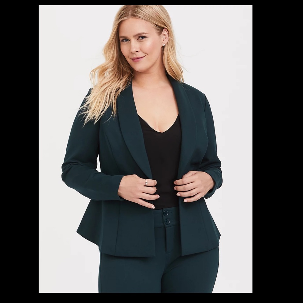 Torrid Studio Ponte Peplum Blazer Green Size 00